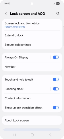 Press Screen lock and biometrics and key in the additional phone lock code you created earlier.