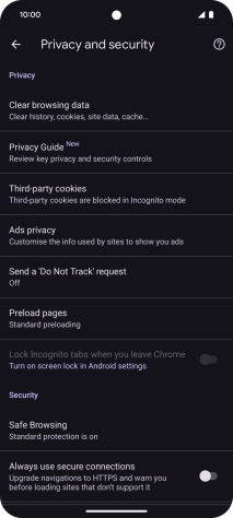Press Clear browsing data.