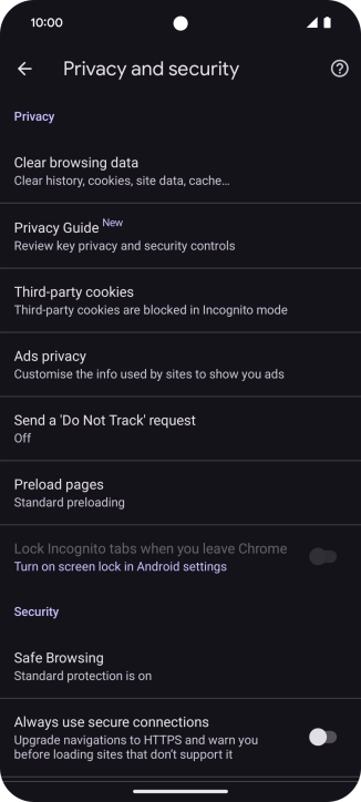 Press Clear browsing data.