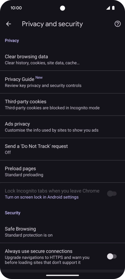 Press Clear browsing data.
