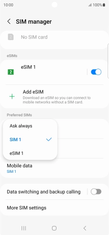 Press the required setting.