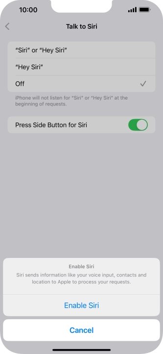 Press Enable Siri.