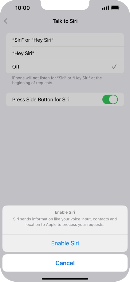 Press Enable Siri.