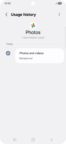 The app activity for the selected app is displayed.
