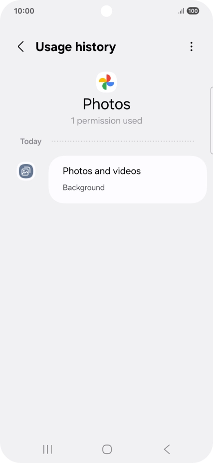 The app activity for the selected app is displayed.