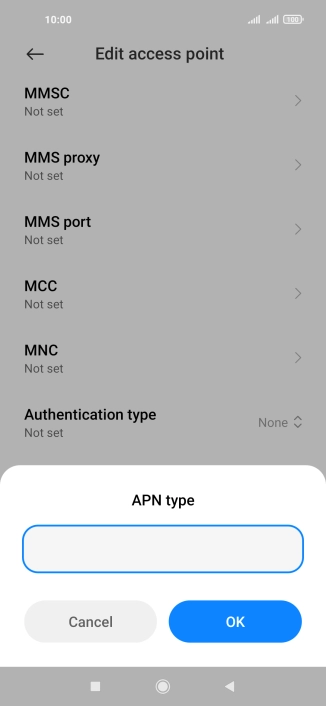 Key in default and press OK.