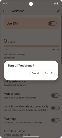 If you turn off use of the price plan, press Turn off.