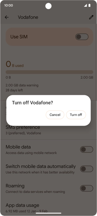 If you turn off use of the price plan, press Turn off.