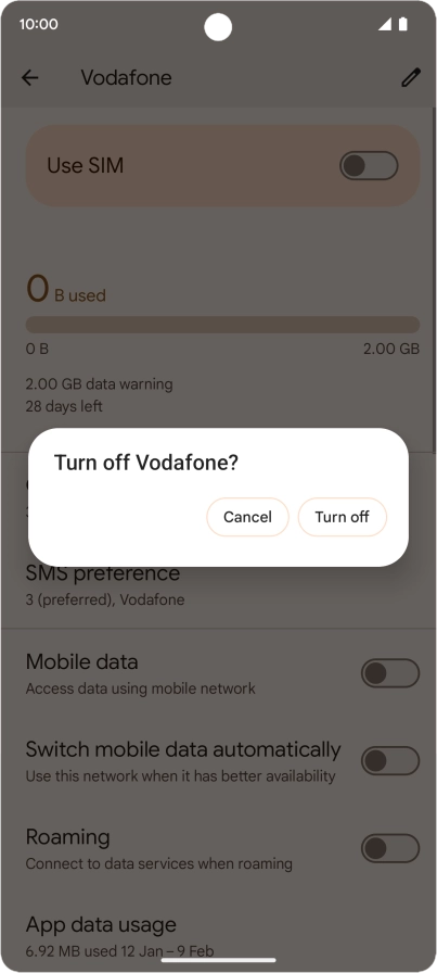 If you turn off use of the price plan, press Turn off.