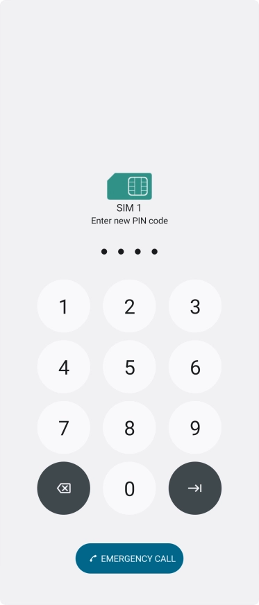 Key in a new four-digit PIN and press arrow right.