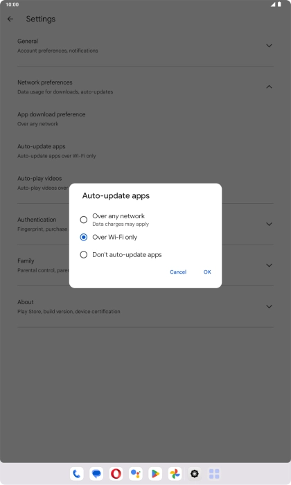 To turn on automatic update of apps using mobile network, press Over any network. To turn on automatic update of apps using mobile network, press Over any network.
