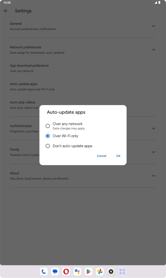 To turn on automatic update of apps using mobile network, press Over any network. To turn on automatic update of apps using mobile network, press Over any network.