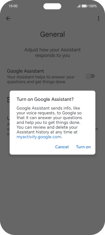 If you turn on the function, press Turn on.