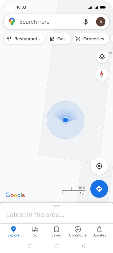 Press the search field and key in the required destination.