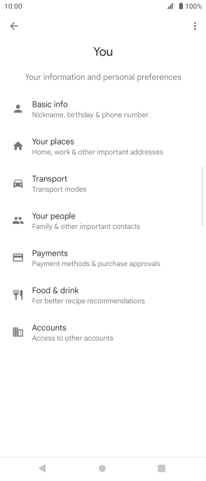 Press Basic info and follow the instructions on the screen to select phone owner settings.