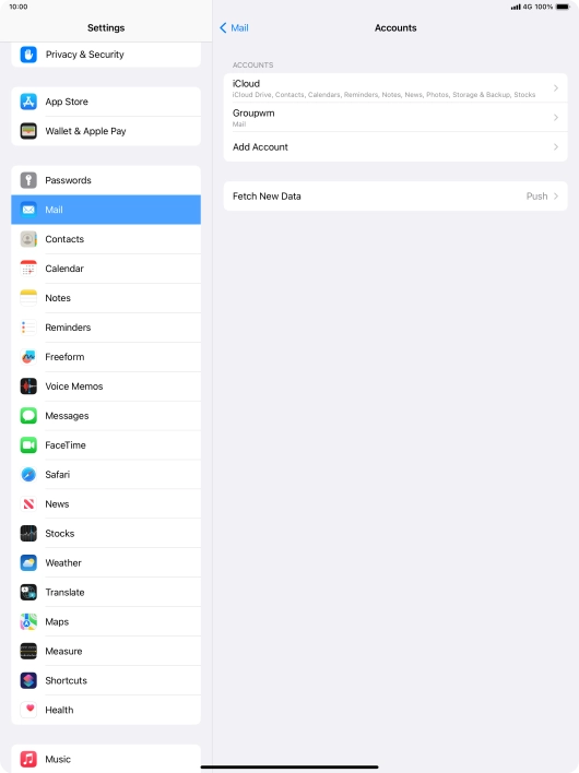 Press the name of the email account you've just set up.