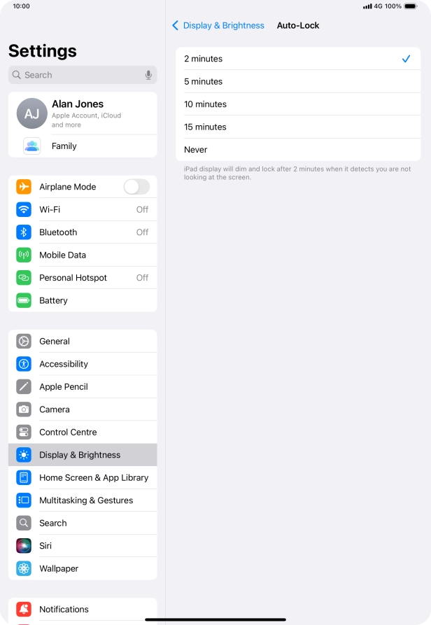 Press the required setting. Press the required setting.