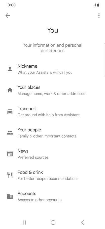 Press Nickname and follow the instructions on the screen to select phone owner settings.