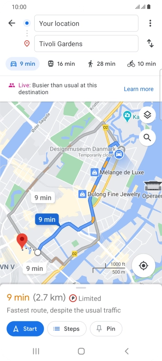 Press the required mode of transportation.