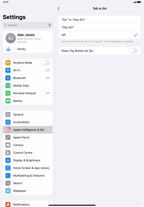 Press the indicator next to 