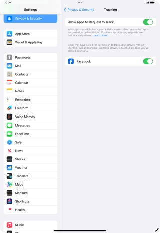 Press the indicator next to 