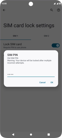 Key in the PUK and press OK.