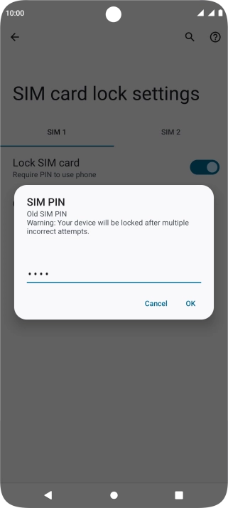 Key in the PUK and press OK.