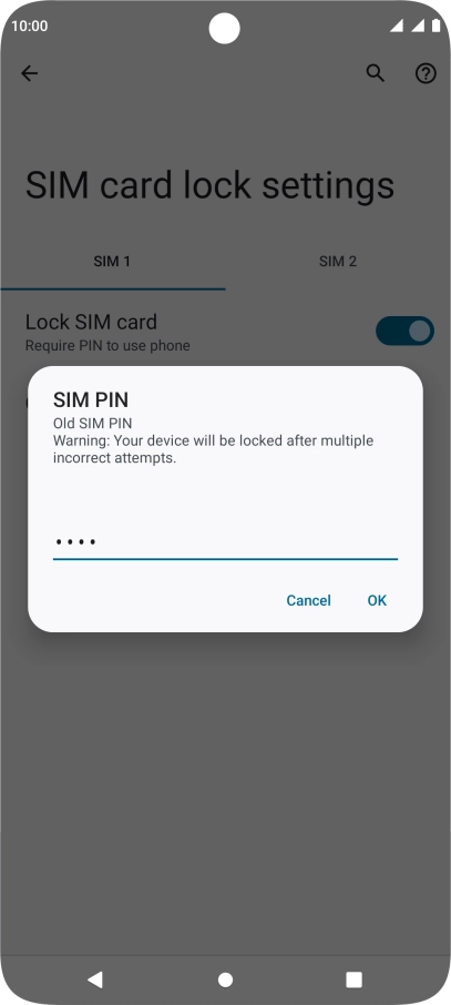 Key in the PUK and press OK.