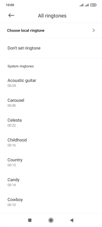 Press Choose local ringtone and go to the required folder. Press Choose local ringtone and go to the required folder.