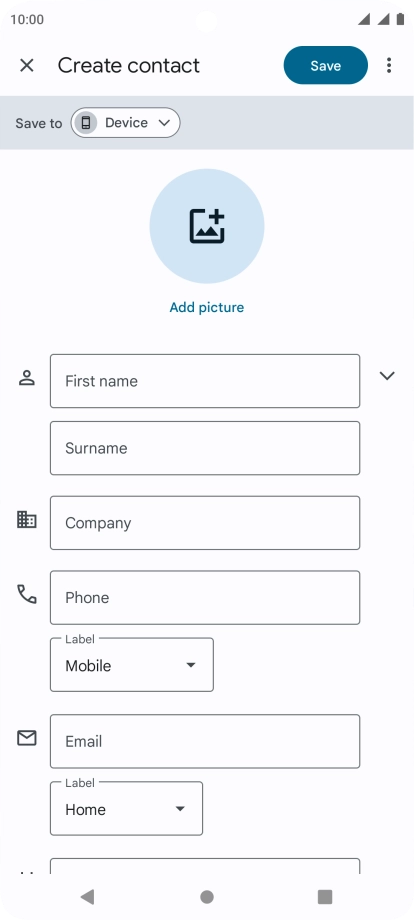 Press First name and key in the first name.