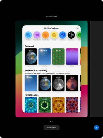 Press the required category and follow the instructions on the screen to select the required background image.