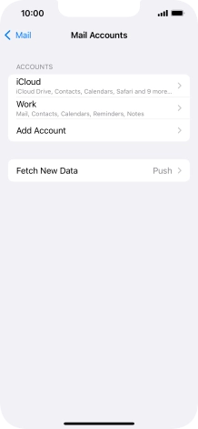 Press the name of the Exchange email account you've just set up. Press the name of the Exchange email account you've just set up.