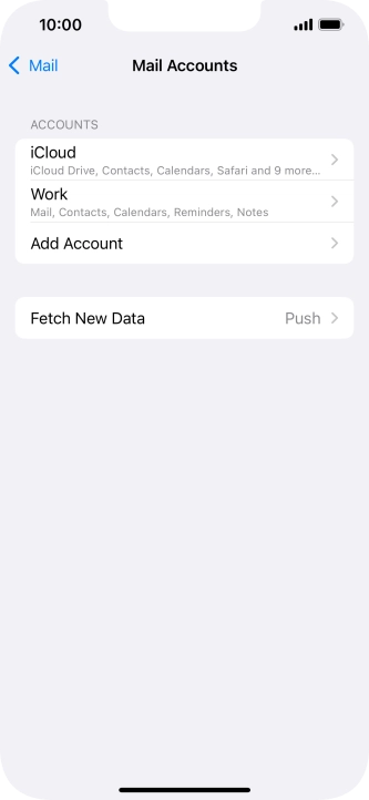 Press the name of the Exchange email account you've just set up. Press the name of the Exchange email account you've just set up.