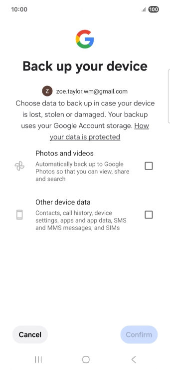 Press the fields next to the required data types to select them.