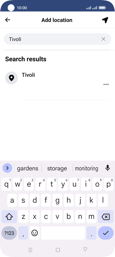 Press the required location.