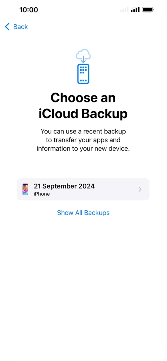 Press the required backup and your phone restores the content of the selected backup. Subsequently, follow the instructions on the screen to set up your phone and prepare it for use.
