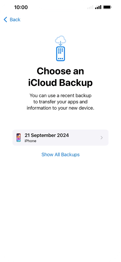 Press the required backup and your phone restores the content of the selected backup. Subsequently, follow the instructions on the screen to set up your phone and prepare it for use.