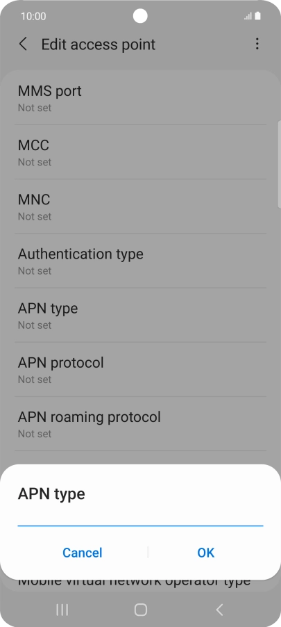 Key in default and press OK.