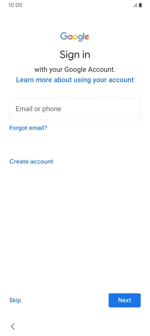 Press Email or phone and key in the username for your Google account.