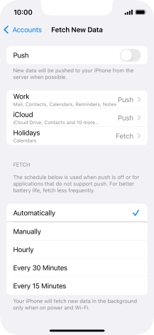 If you turn off the function, press the required setting.
