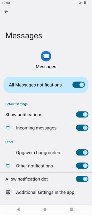 Press Incoming messages.