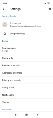 Press Privacy and security.