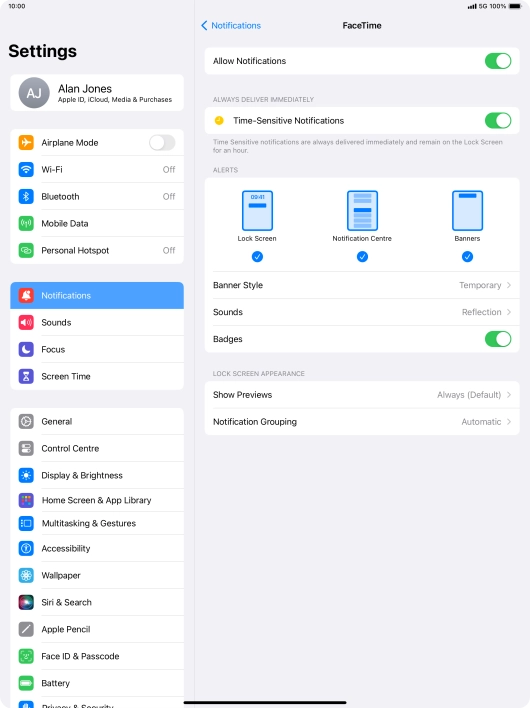 Press the indicator next to 