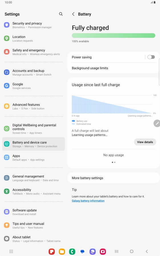 Press More battery settings. Press More battery settings.