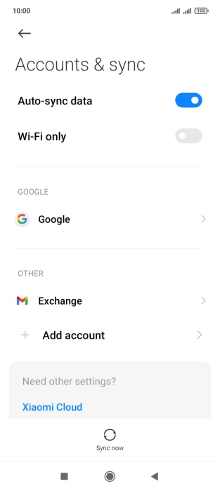 Press the required account type.