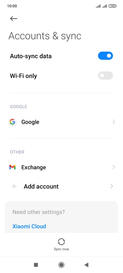 Press the required account type.