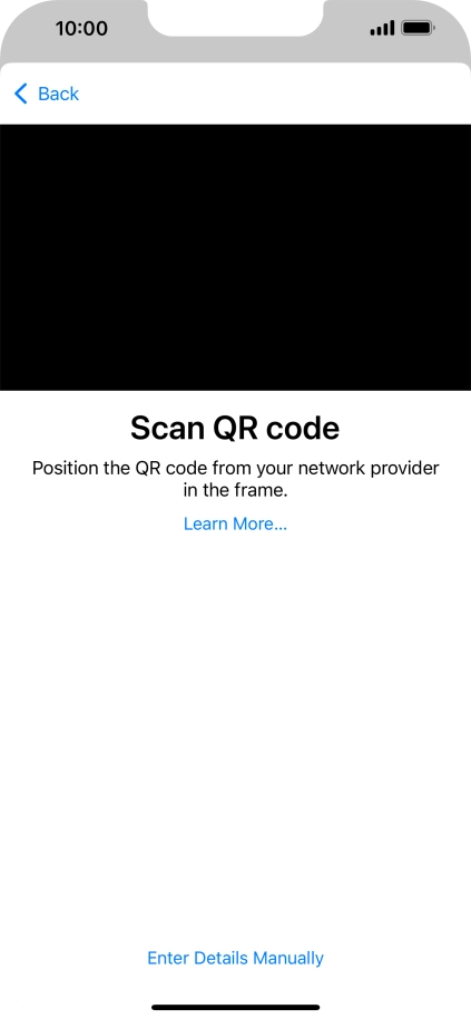 Place the QR code you've received inside the phone camera frame to scan the code. If you’ve deleted your eSIM, you can re-add it using your existing QR code. If you’re having problems, see our FAQ.