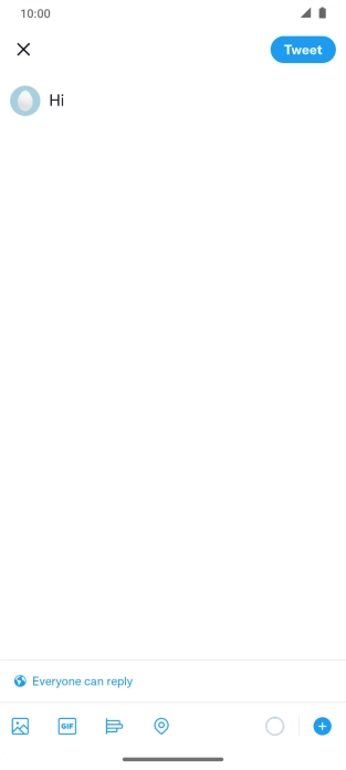 Write the required text and press Tweet.