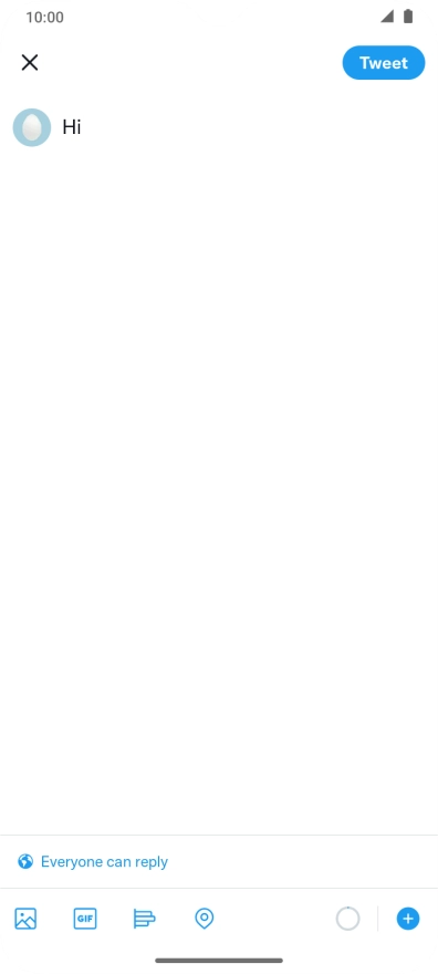 Write the required text and press Tweet.