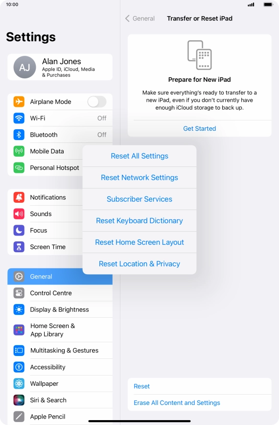 Press Reset All Settings.
